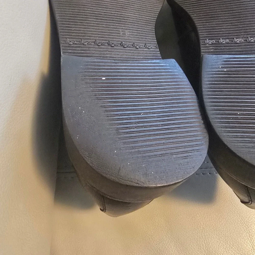 Bruno Magli Renzo Black Leather Apron Toe Derby Shoes Mens 10.5 M Made‎ in Italy